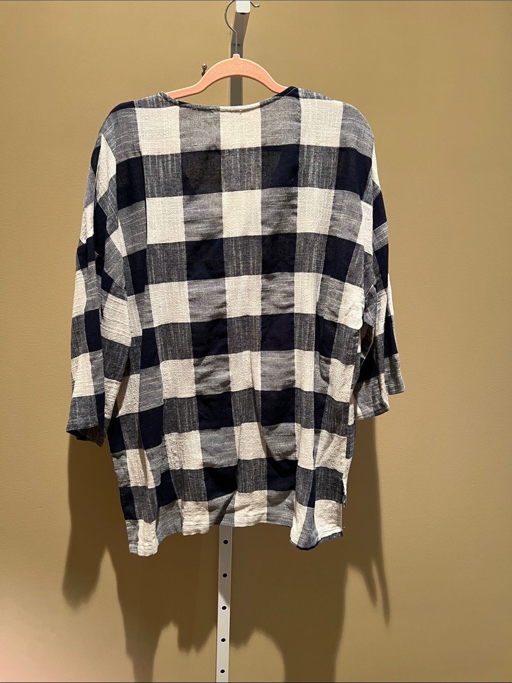 V-Neck Navy and White Check Tunic Top - Picture 3 of 3